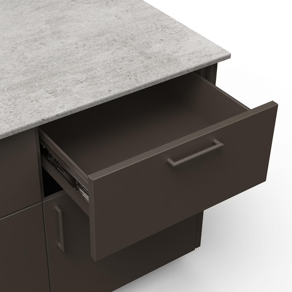 Blaze Sunrise 8-Ft Outdoor Kitchen Island w/ 32-Inch LTE+ Natural Gas Grill in Architectural Bronze w/ Keon Countertop