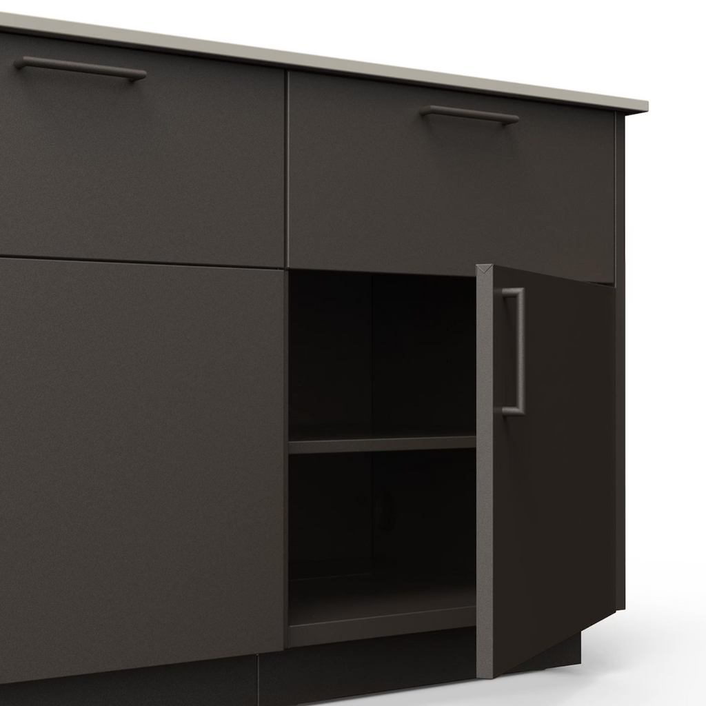 Blaze Sunrise 8-Ft Outdoor Kitchen Island w/ 32-Inch LTE+ Natural Gas Grill in Architectural Bronze w/ Keon Countertop