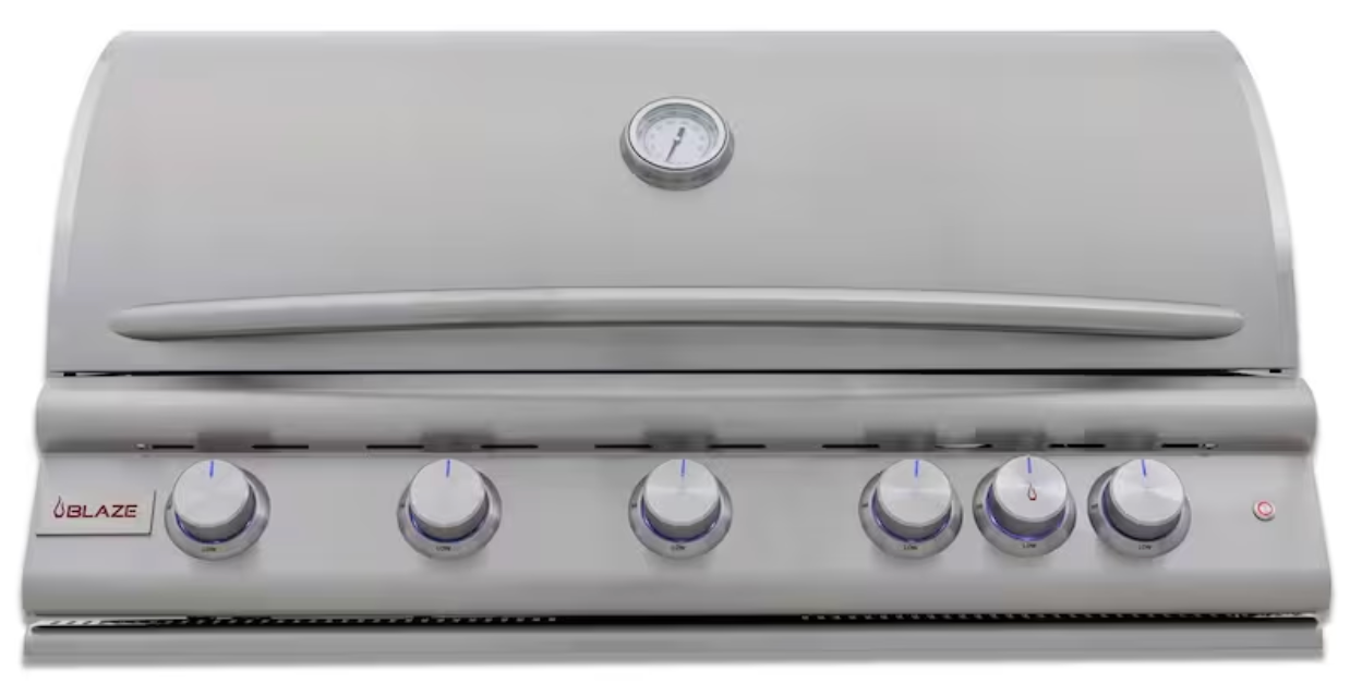Blaze Premium LTE+ 40-Inch 5-Burner Built-In Natural Gas Grill W/ Rear Infrared Burner & Lift-Assist Hood