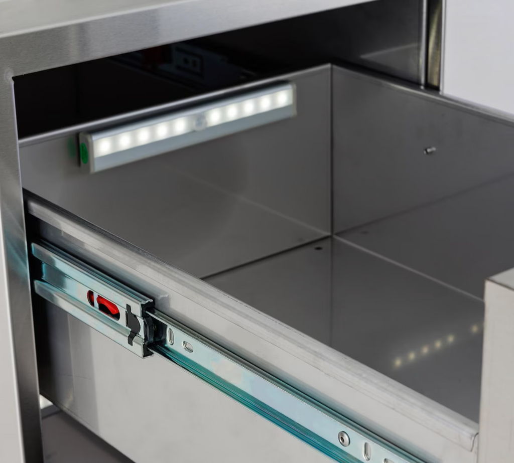 Blaze 32-in Stainless Steel Soft Close Access Door & Double Drawer Combo w/ LED Lighting