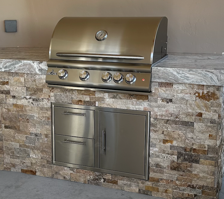 Blaze 32-in Stainless Steel Soft Close Access Door & Double Drawer Combo w/ LED Lighting