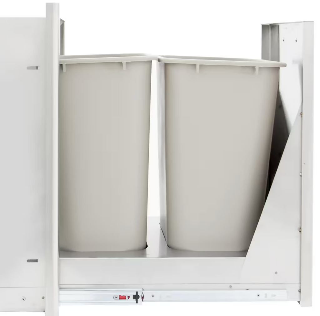 Blaze 20-Inch Roll-Out Stainless Steel Double Trash / Recycling Bin