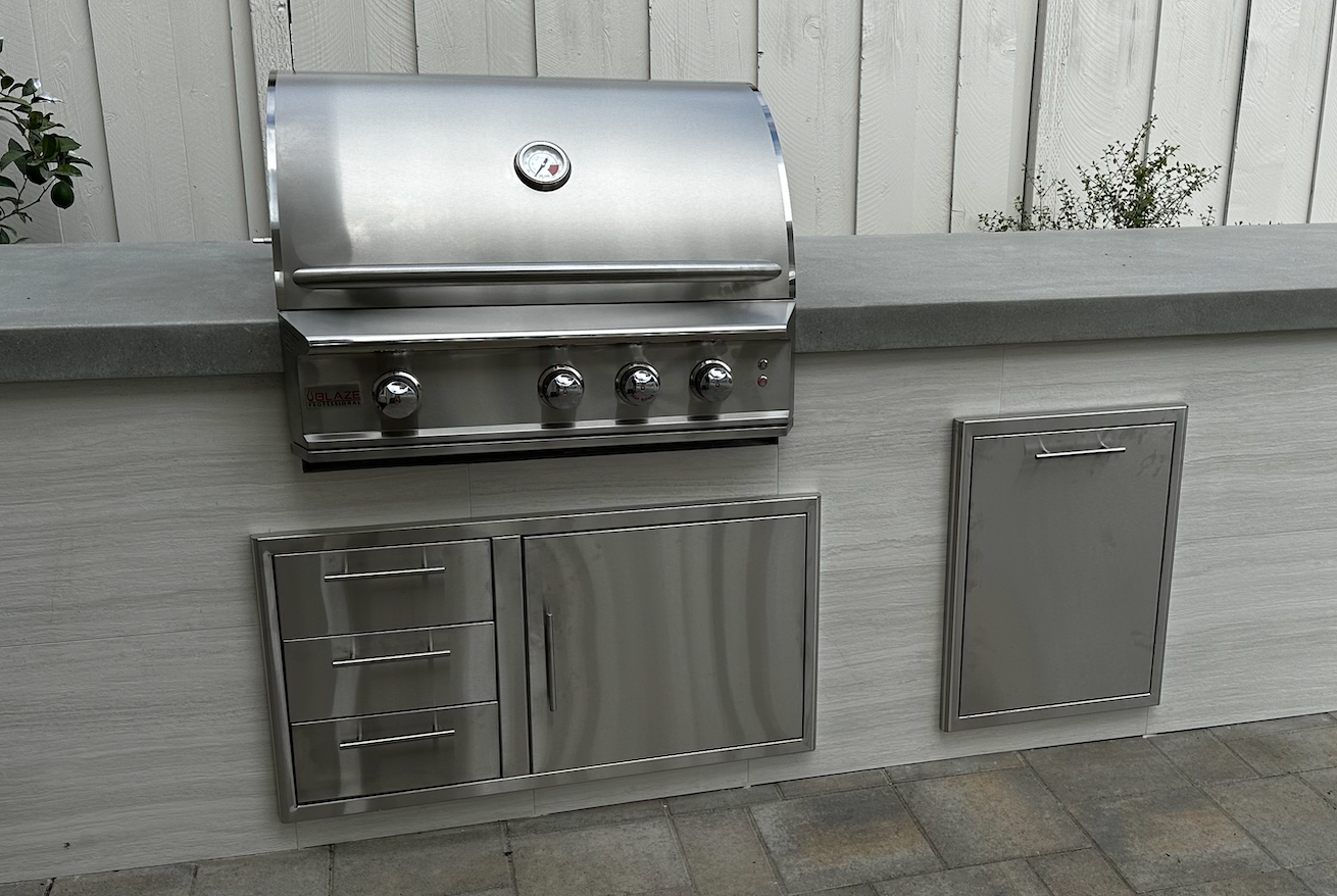 Blaze 20-Inch Roll-Out Stainless Steel Double Trash / Recycling Bin