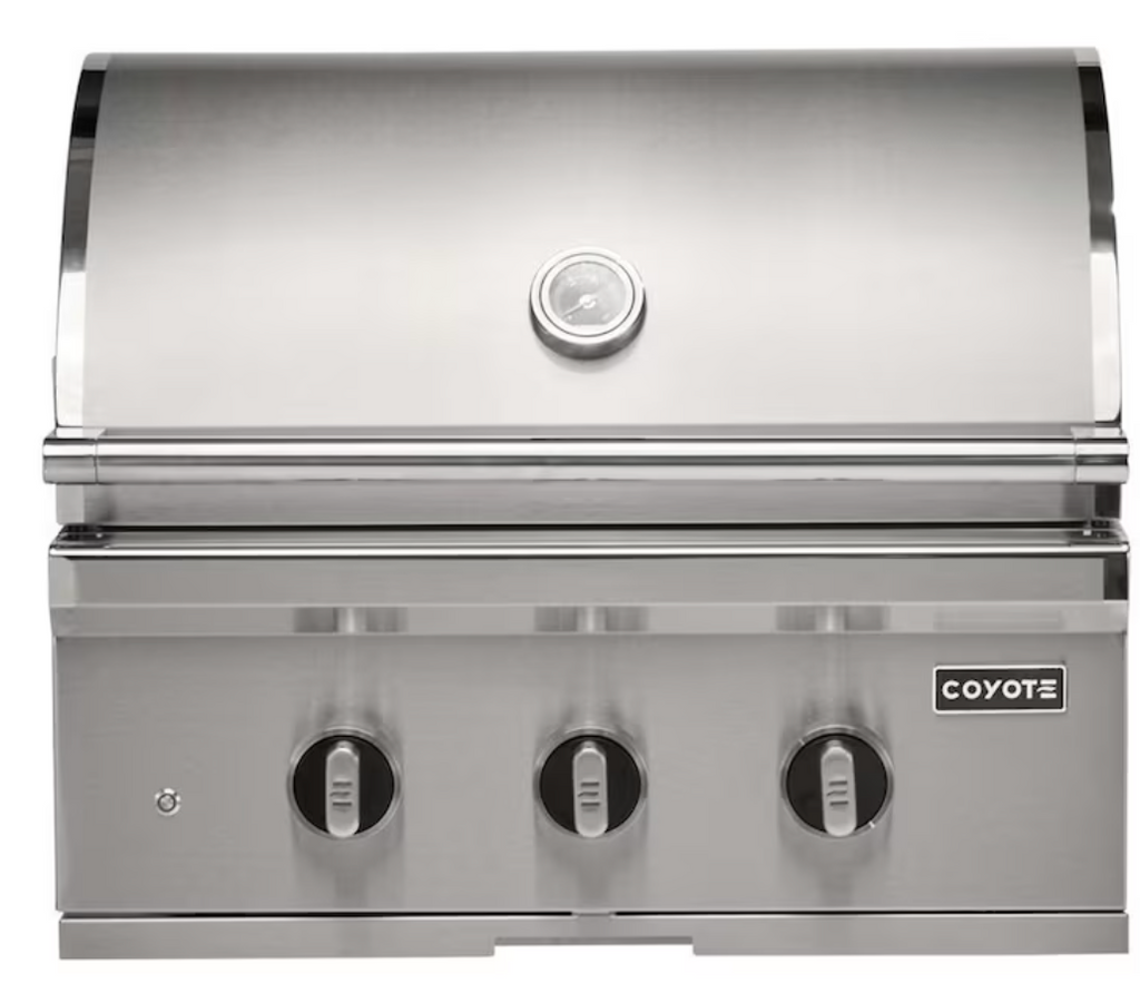 Coyote SL-Series 30-in 2-Burner Built-In Natural Gas Grill w/ Sear Burner, Rotisserie, & Safety Valve - C3SL30NG