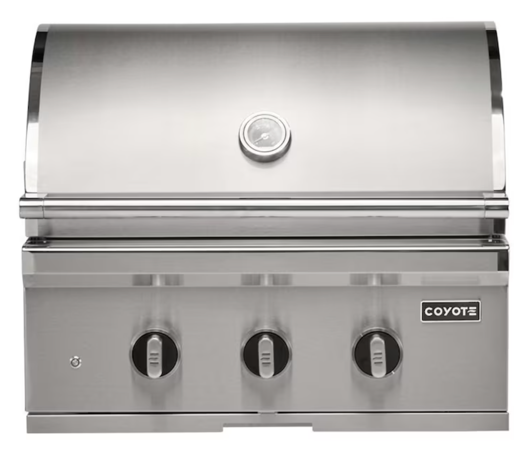 Coyote SL-Series 30-in 2-Burner Built-In Natural Gas Grill w/ Sear Burner, Rotisserie, & Safety Valve - C3SL30NG