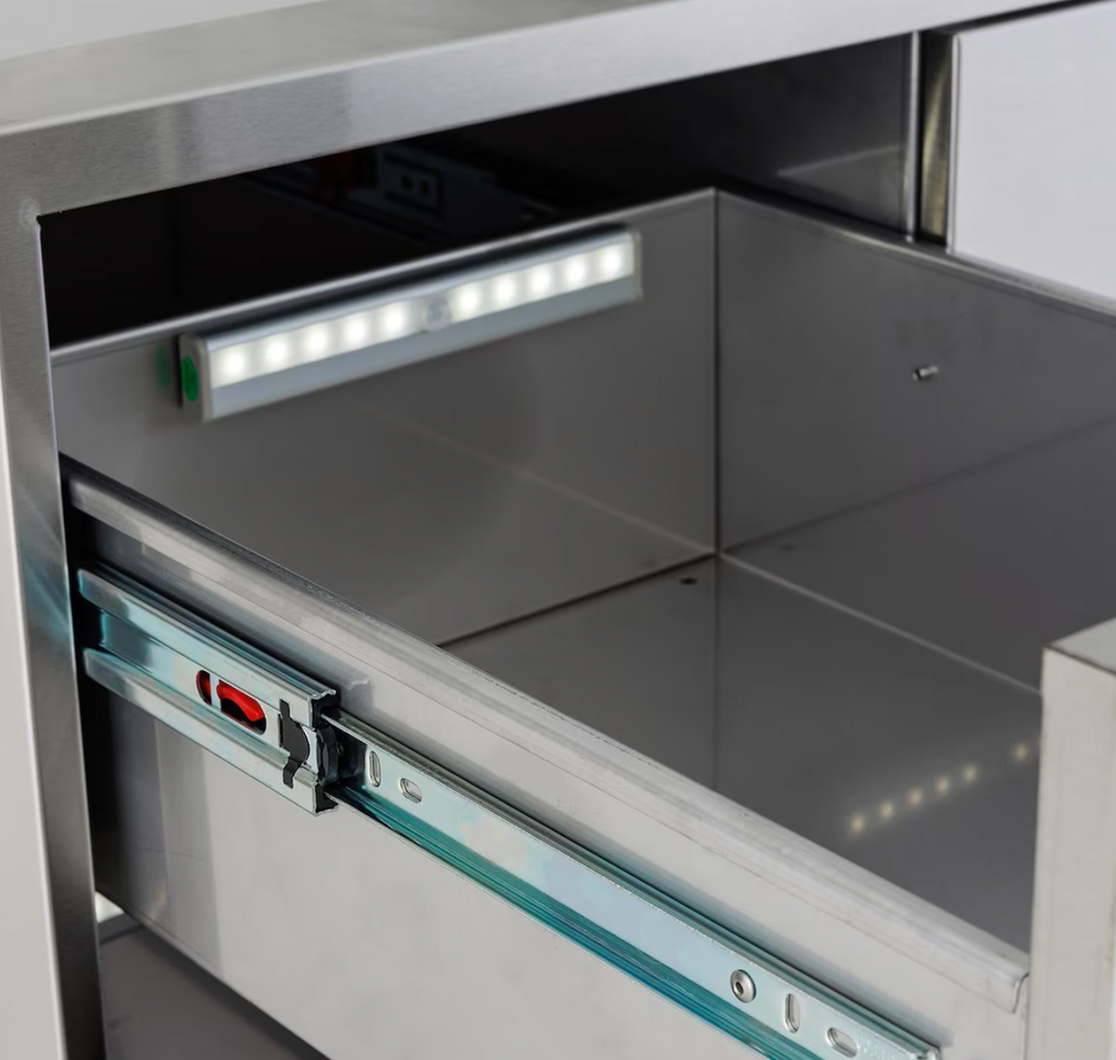 Blaze 16-in Stainless Steel Easy Close Triple Access Drawer w/ LED Lighting